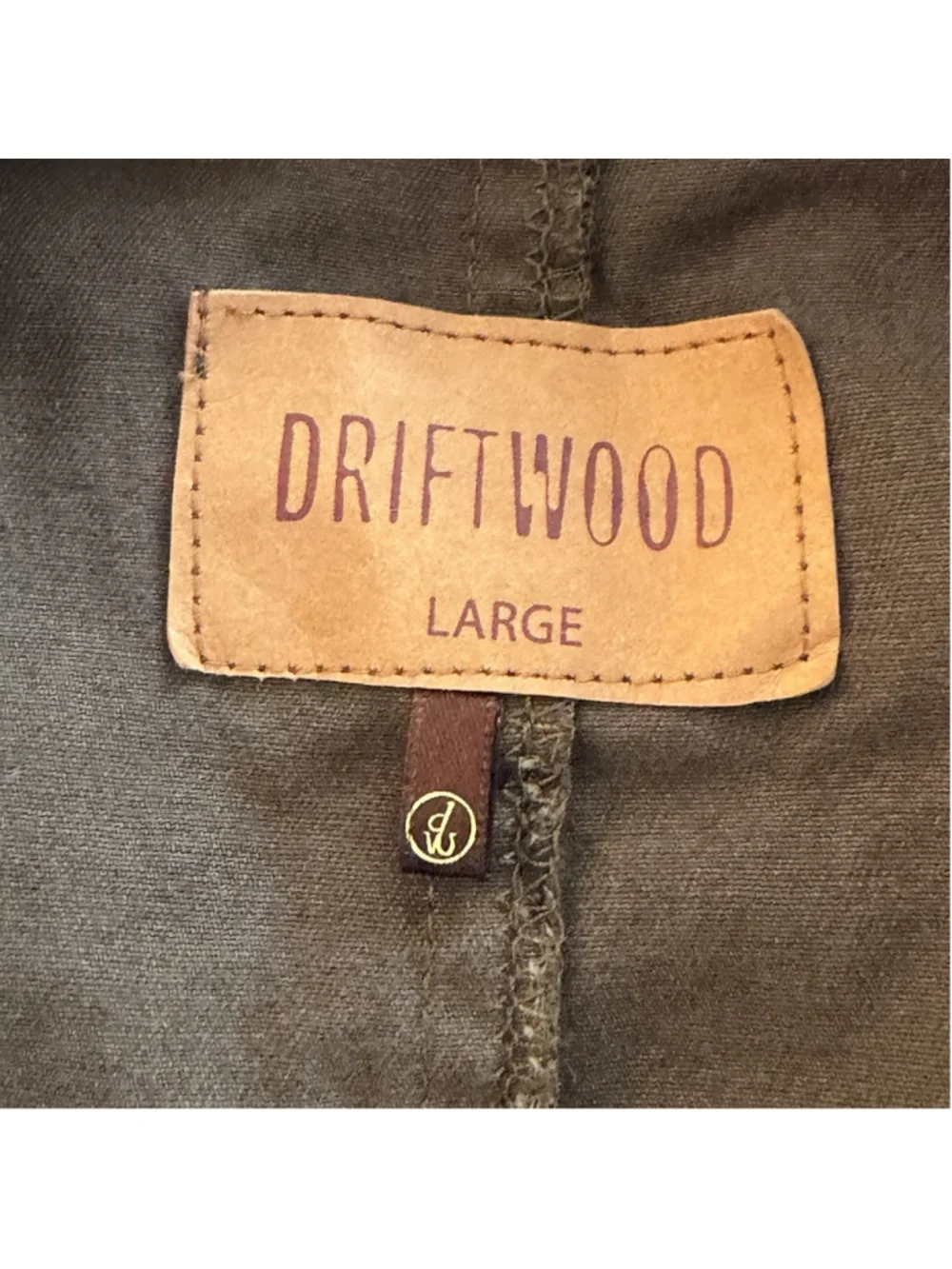 Driftwood LG Womens Green Camo Button Up Canvas Jacket Cotton Flap Pocket EUC